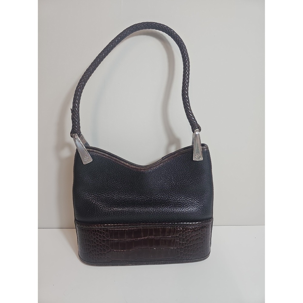 Brighton Medium Shoulder Bag Brown Dark Brown Pebbled Leather